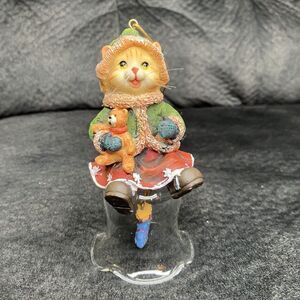 Vintage Anthropomorphic Cat Ornament Cat Bell Ornament Christmas 5”